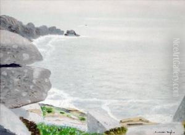 The Coast Near Lamorna Oil Painting by Robert Morson Hughes