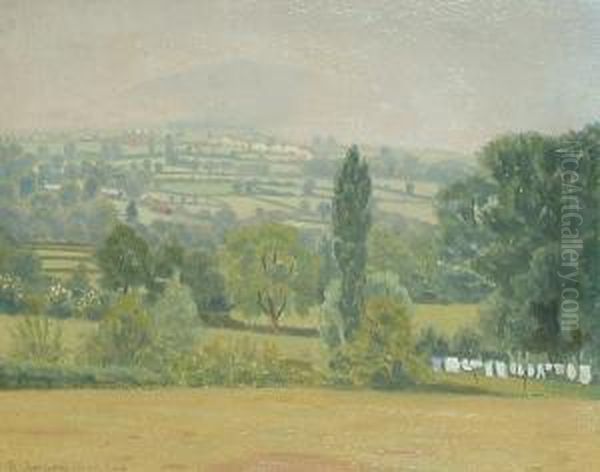 Landscape With Washing Line. Oil Painting by Robert Morson Hughes