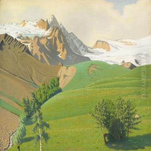 A View In The Alps Oil Painting by Robert Morson Hughes