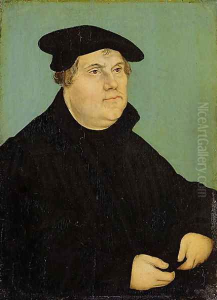 Portrait of Martin Luther (1483-1546) after 1532 Oil Painting by Lucas (studio of) Cranach