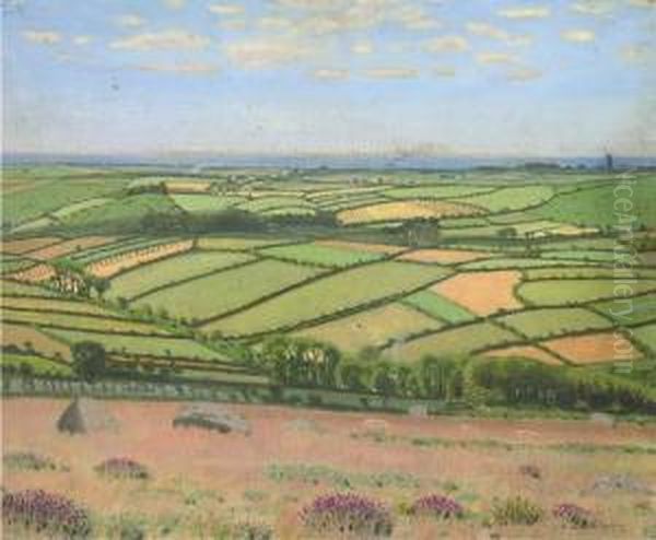 Cornish Landscape Oil Painting by Robert Morson Hughes