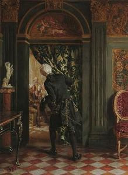 The Card Room Oil Painting by Talbot Hughes