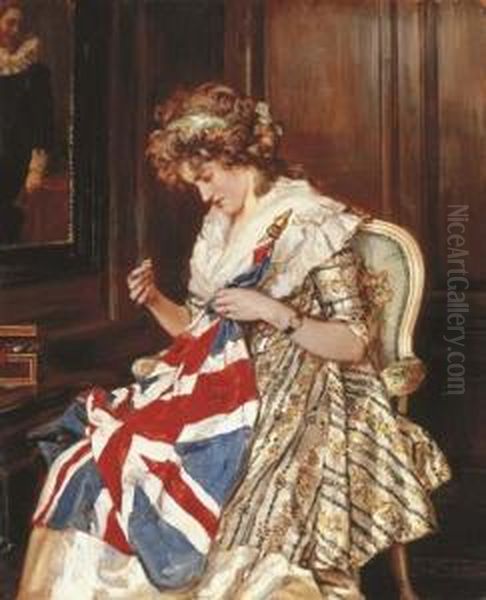 Sewing For Victory Oil Painting by Talbot Hughes