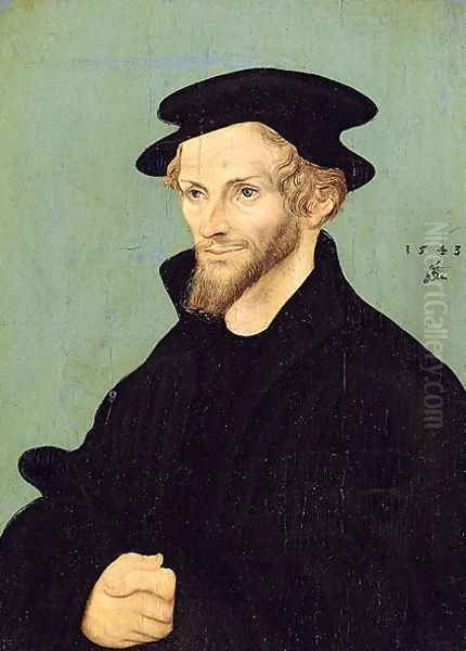 Portrait of Philipp Melanchthon (1479-1560), 1543 Oil Painting by Lucas (studio of) Cranach