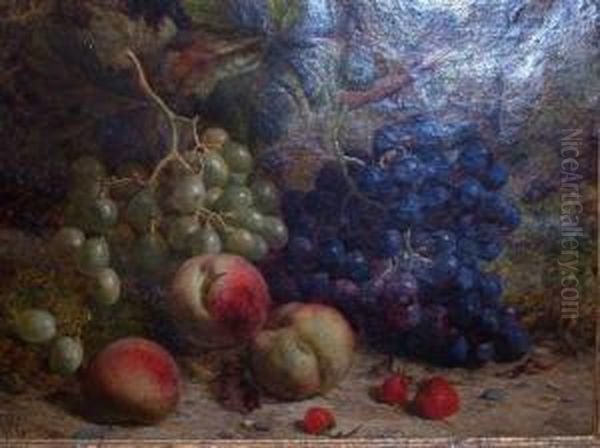 Still Life With Fruit On A Mossy Bank Oil Painting by William Hughes