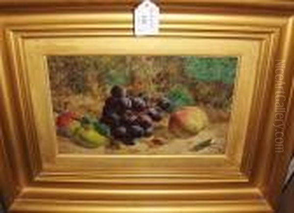 Apples And A Pear, Signed And Dated 1863, Oil On Board Oil Painting by William Hughes