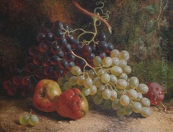 Still Life Of Grapes, Apples And Plums Oil Painting by William Hughes