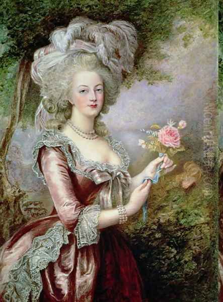 Marie Antoinette (1755-93) after Vigee-Lebrun Oil Painting by Louise Campbell Clay