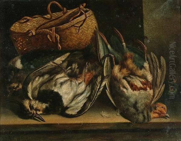 Still Life Of Dead Pheasants Oil Painting by William Hughes