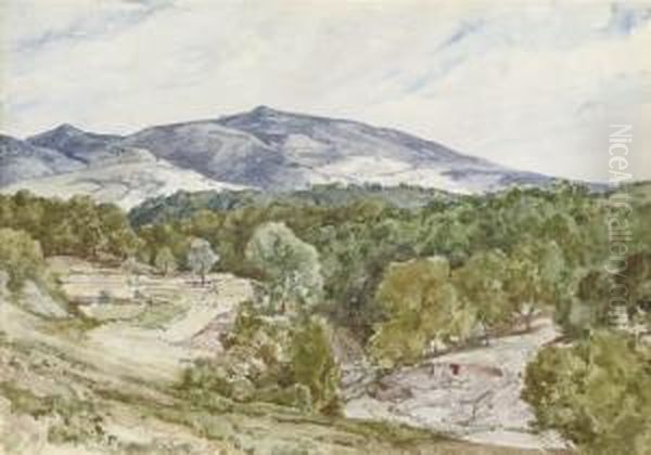 Two Views In Greece: The Pentelic Mines; And Dionysos Quarry Oil Painting by Herbert Hughes Stanton