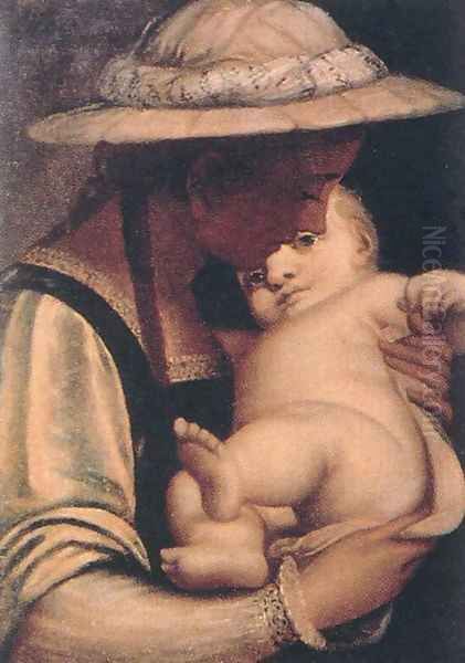 Virgin and Child 1550s Oil Painting by Luca Cambiaso