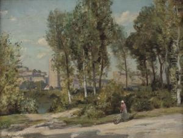 Beside A River In The Campagna Oil Painting by Herbert Hughes Stanton