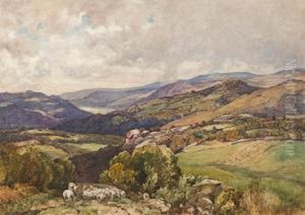 Brithdir Looking Towards Barmouth Oil Painting by Herbert Hughes Stanton