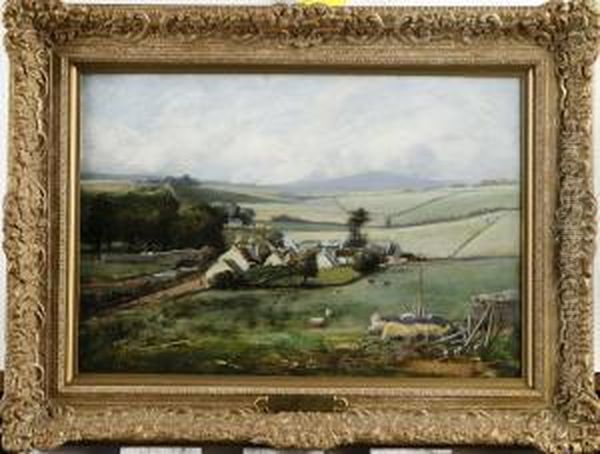 Sussex Willage Oil Painting by Herbert Hughes Stanton