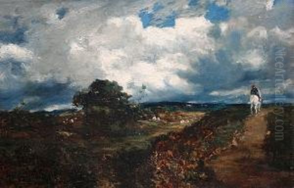 Country Landscape With Horse And Rider Oil Painting by Herbert Hughes Stanton