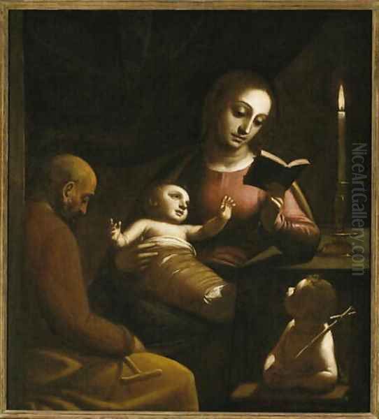 Holy Family with St. John the Baptist, c.1578 Oil Painting by Luca Cambiaso