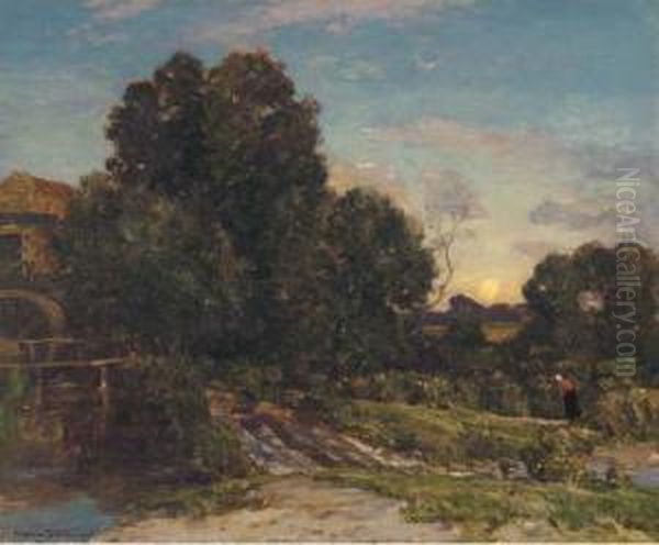 Moonrise, The Mill Oil Painting by Herbert Hughes Stanton