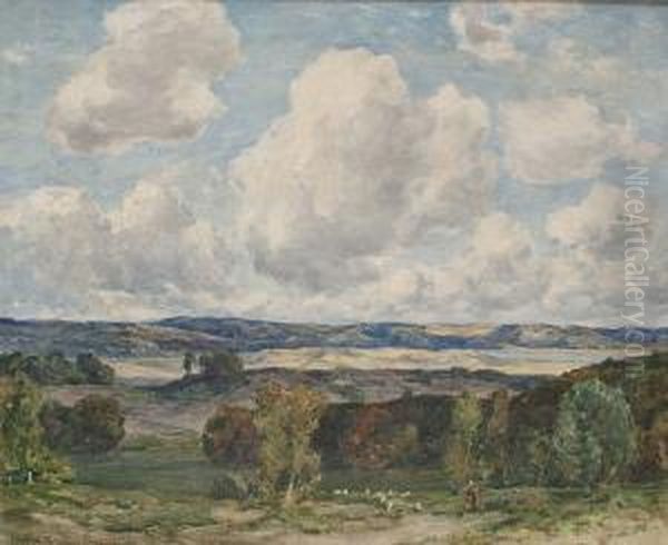 French Rural Landscape Oil Painting by Herbert Hughes Stanton