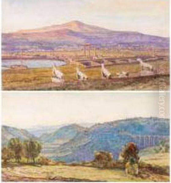 A Folio Of Watercolours Of Greek Views Oil Painting by Herbert Hughes Stanton