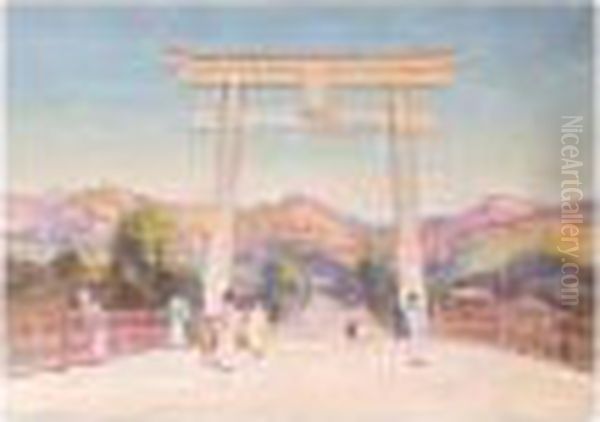 A Torri Gate, Japan Oil Painting by Herbert Hughes Stanton