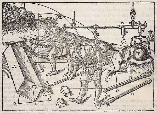 Methods of moving stone blocks, from 'Di Lucio Vitruvio Pollione de architectura a libri dece', 1521 Oil Painting by Cesare di Lorenzo Cesariano