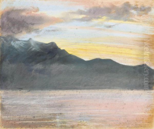 Coucher De Soleil Oil Painting by Georges-Victor Hugo