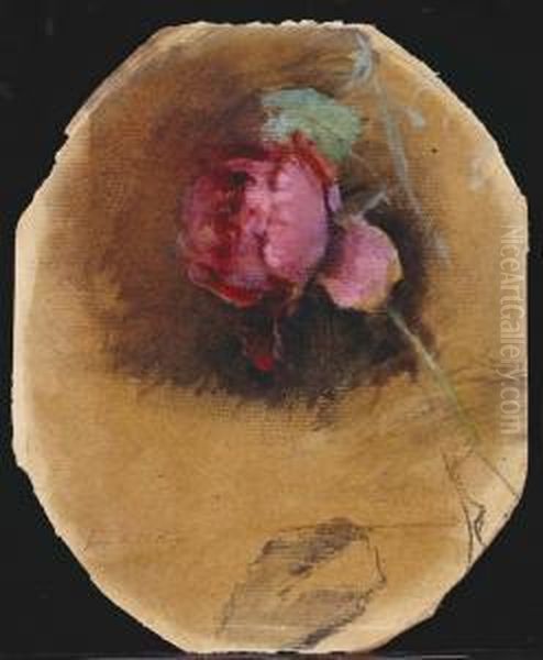 Etude D'une Rose Oil Painting by Georges-Victor Hugo