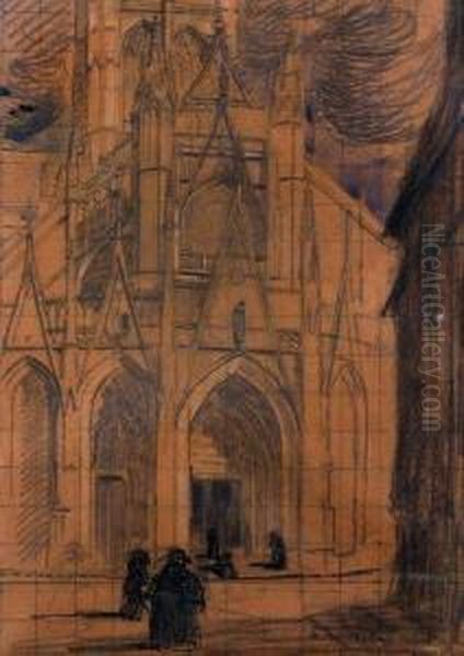 La Cathedrale De Rouen Oil Painting by Georges-Victor Hugo