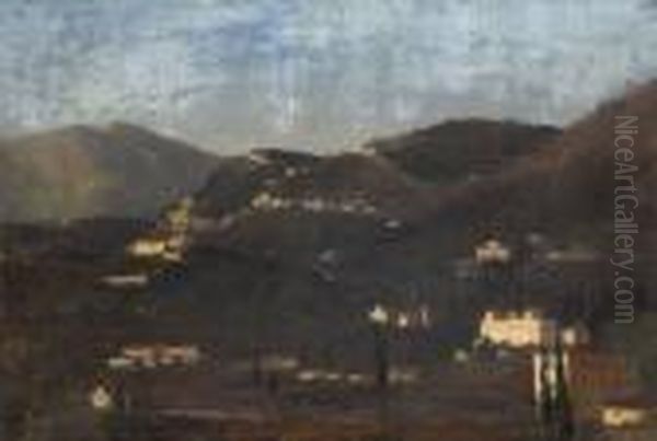 Vue Presumee Des Collines De Fiesole, Toscane Oil Painting by Georges-Victor Hugo