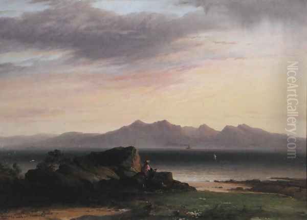 Arran, from Millport, Cumbrae, 1854 Oil Painting by John Cairns