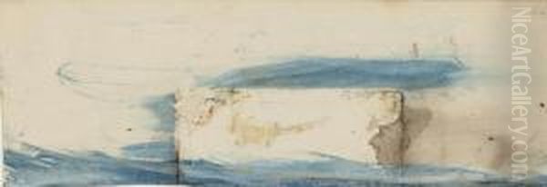 Sous-mains : Tache Et Essais De Lavis; Et Lignes Bleues Oil Painting by Victor Hugo