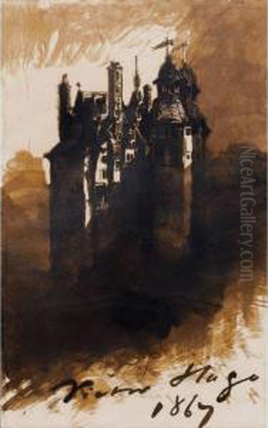 Ruines D'un Chteau Fort Oil Painting by Victor Hugo