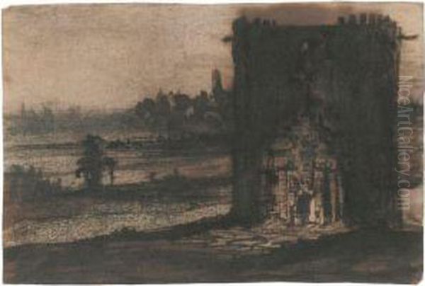 Une Tour Au Crepuscule Oil Painting by Victor Hugo