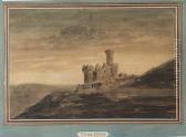 Castle Ruins At Dusk Oil Painting by Victor Hugo