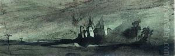 A Castle In A Landscape Oil Painting by Victor Hugo