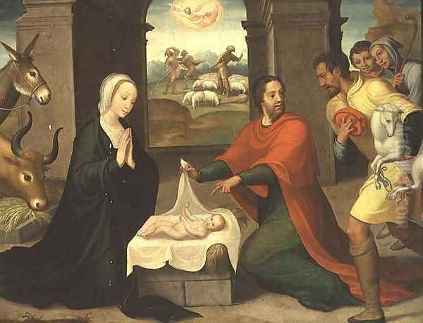 The Adoration of the Shepherds, 1550-60 Oil Painting by Juan Correa de Vivar