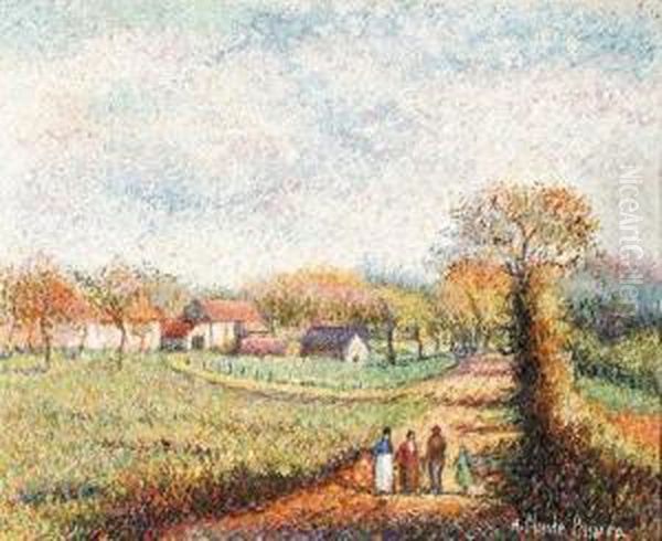 La Route De La Ferme Oil Painting by Claude Honore Hugrel