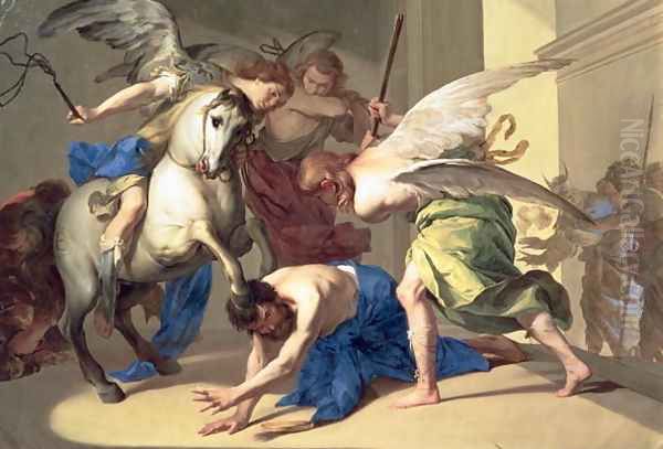 The Expulsion of Heliodorus from the Temple, c.1650 Oil Painting by Bernardo Cavallino