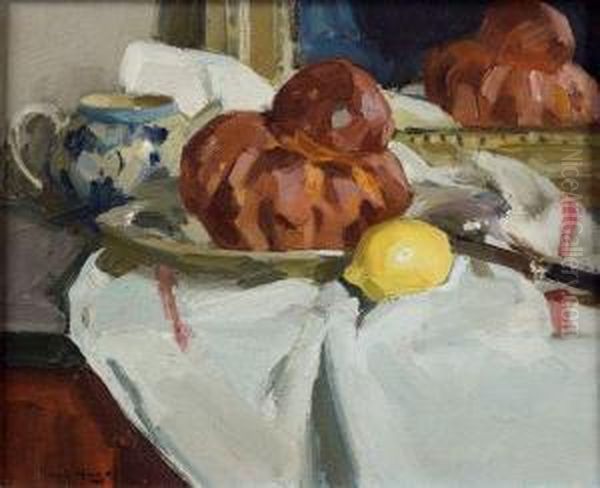 Nature Morte A La Brioche Et Au Citron Oil Painting by Paul Jean Hugues