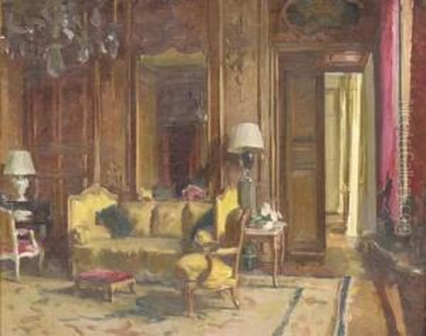 Interieur Au Canape Jaune Oil Painting by Paul Jean Hugues