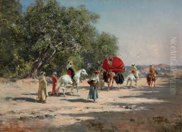 The Caravan Oil Painting by Victor Pierre Huguet