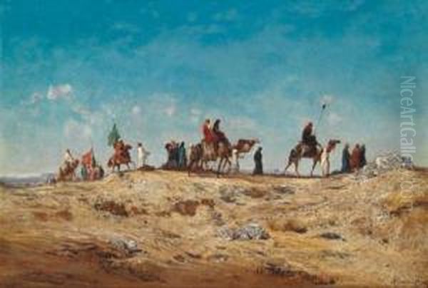 Carovana Nel Deserto Oil Painting by Victor Pierre Huguet