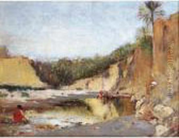 Oasis D'el Kantara Oil Painting by Victor Pierre Huguet