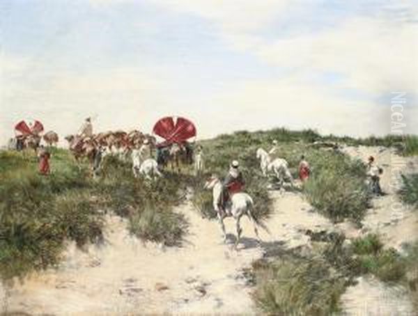 The Caravan Oil Painting by Victor Pierre Huguet