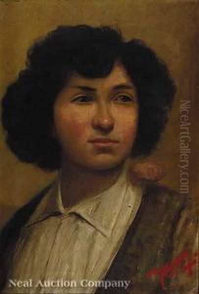 Portrait Of A Youngalgerian Oil Painting by Victor Pierre Huguet