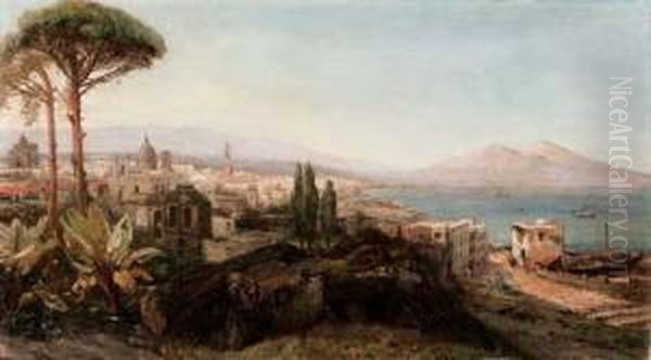 Golfo Di Napoli Oil Painting by Victor Pierre Huguet