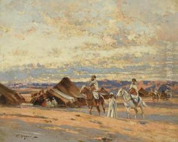 Cavaliers Dans Le Desert Oil Painting by Victor Pierre Huguet