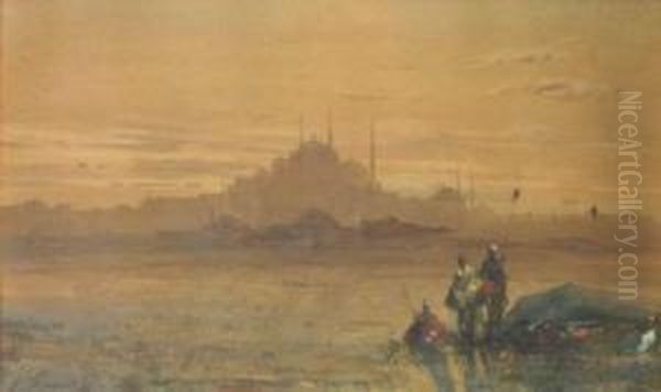 Vue De Constantinople Oil Painting by Victor Pierre Huguet