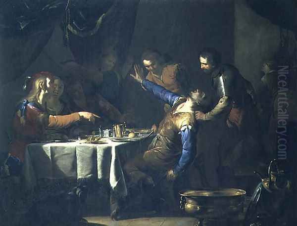 The Murder of Amnon by his brother Absalom Oil Painting by Bernardo Cavallino