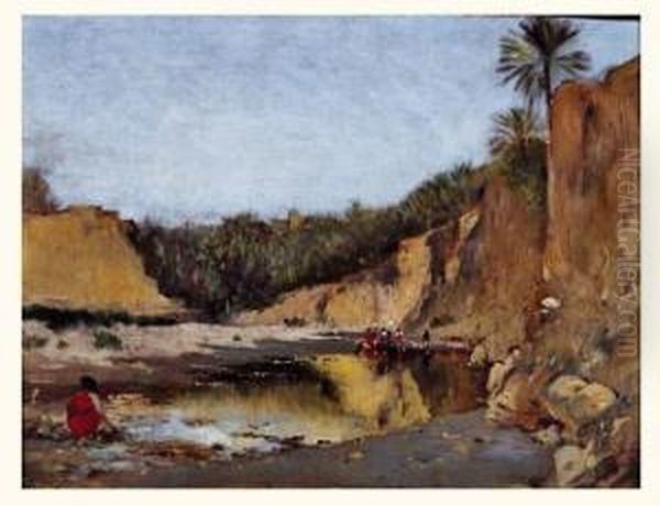 Oasis D'el Kantara Oil Painting by Victor Pierre Huguet